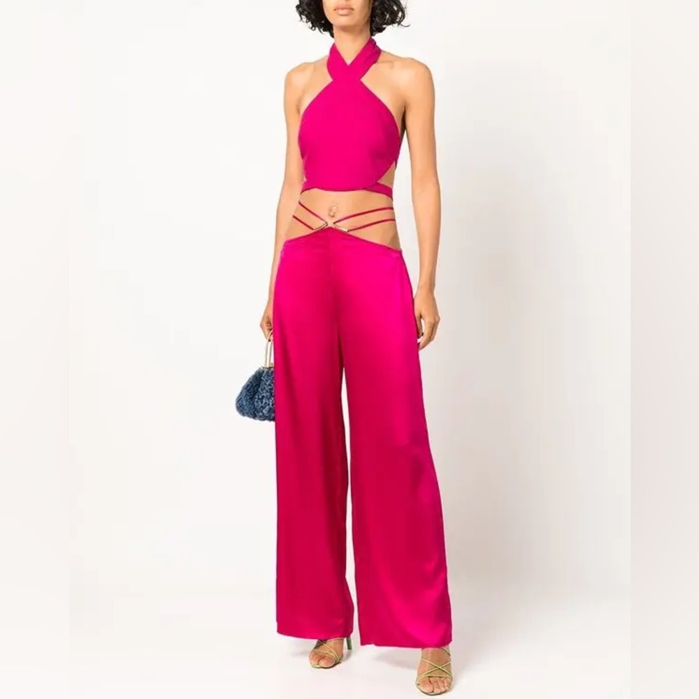NEW CULT GAIA Tessa Silk Lace-Up Trousers